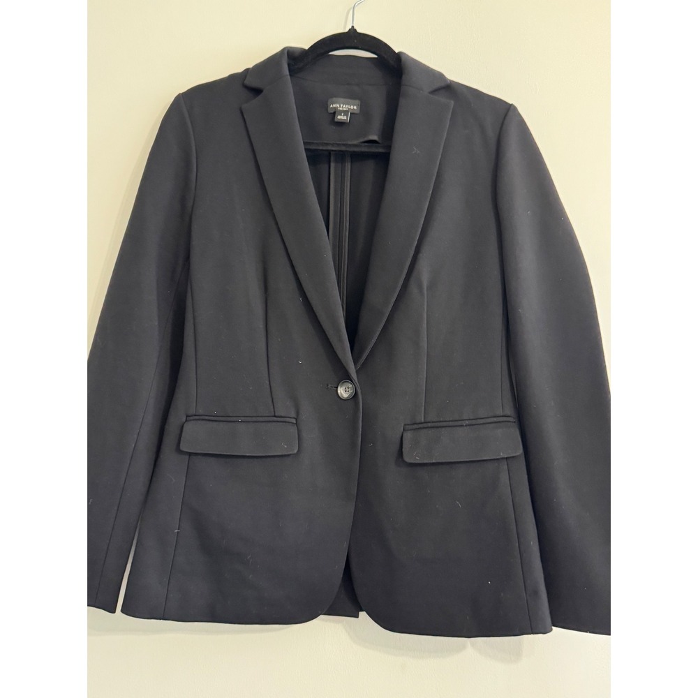 Ann Taylor Factory Black Single Button Ponte Blazer Size 2 Professional Career‎